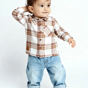HOP Baby Brown Checks Design Cotton Shirt